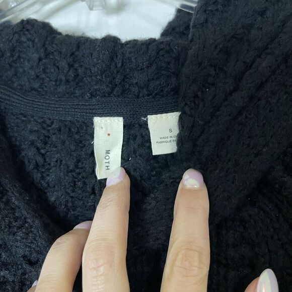 ANTHROPOLOGIE MOTH black oversized hooded knit sweater size small - Picture 3 of 6